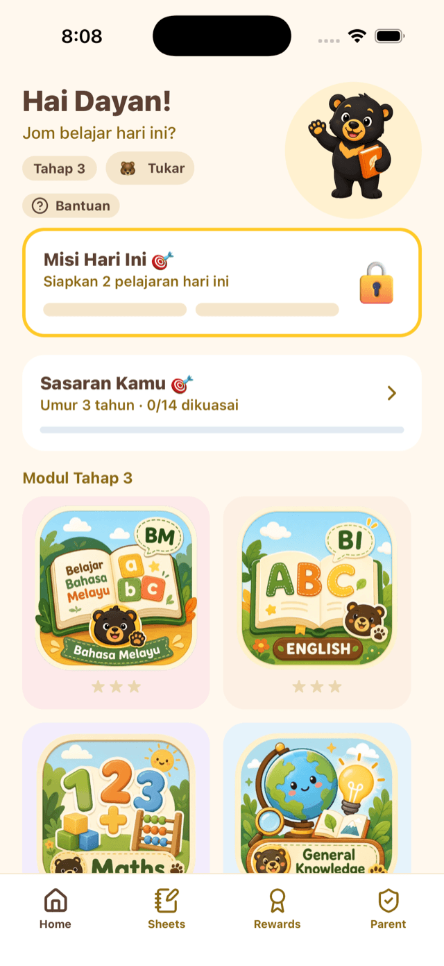 Skrin utama